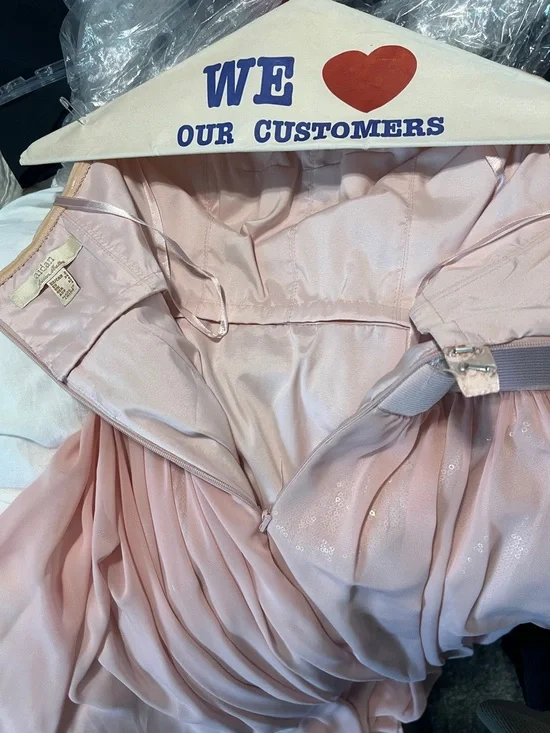 Aidan by Aidan Mattox Blush Pink and Silver High-Low Sequin Strapless Dress - Picture 4 of 4